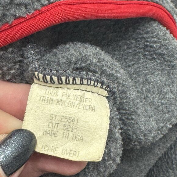 Patagonia First Edition Vintage 1985 Synchilla Snap T Charcoal Grey Red Large - Picture 8 of 11